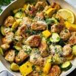 Skillet Lemon Parmesan Chicken with Zucchini and Squash Recipe