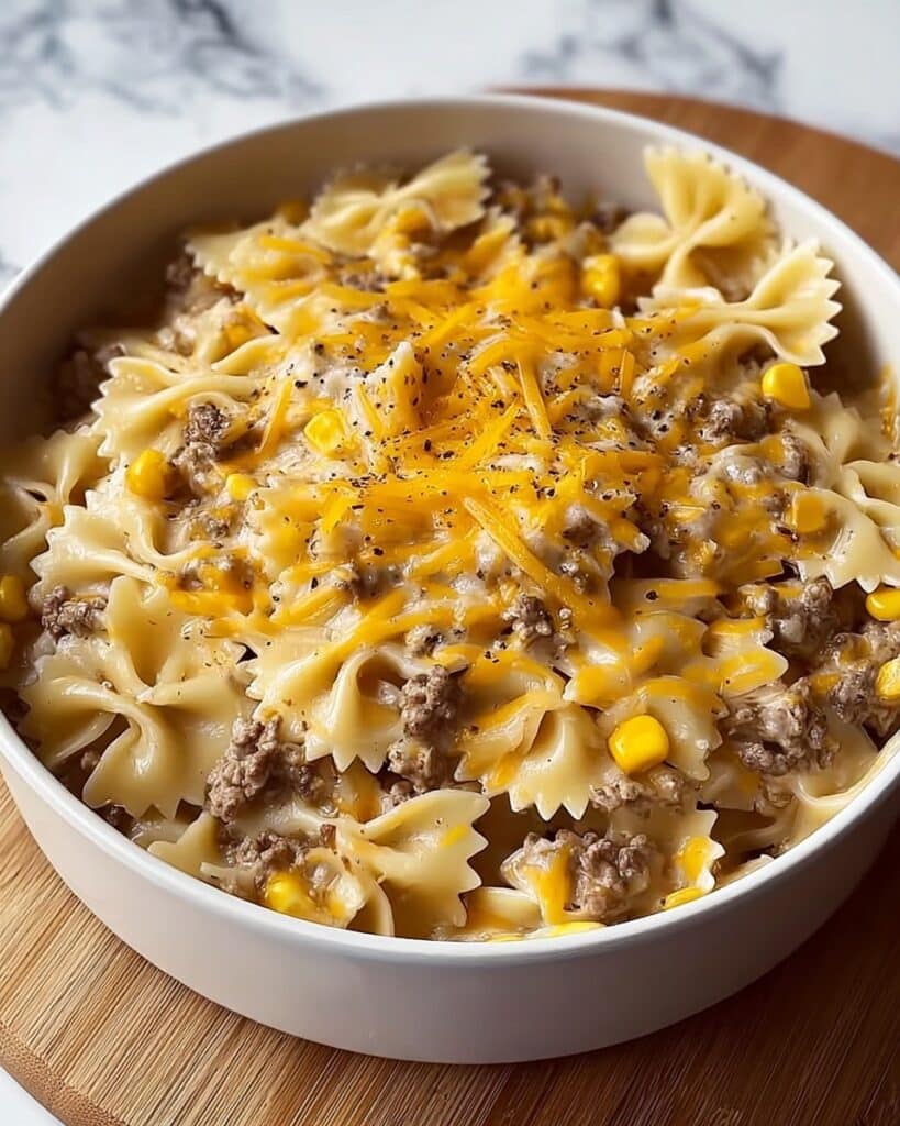 Creamy Ranch Beef and Sweet Corn Bowtie Casserole Recipe