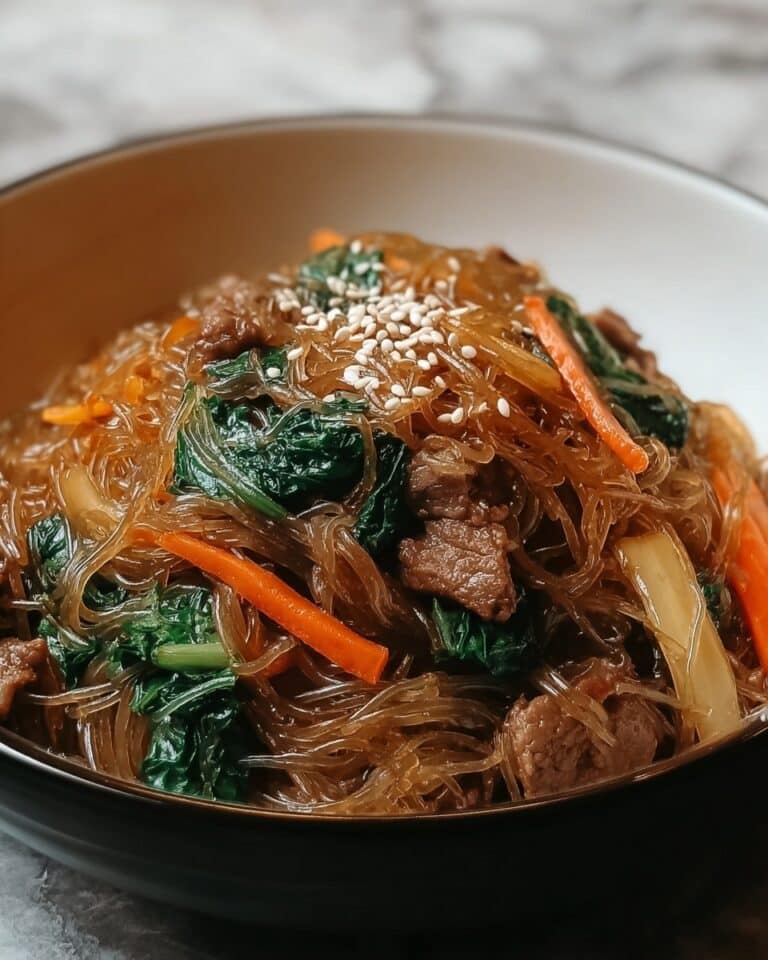 Easy Korean Japchae with Beef and Vegetables Recipe