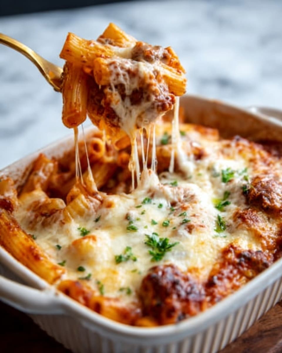 Cheesy Baked Rigatoni Recipe 5 Cheesy Baked Rigatoni Recipe - Recipe Image
