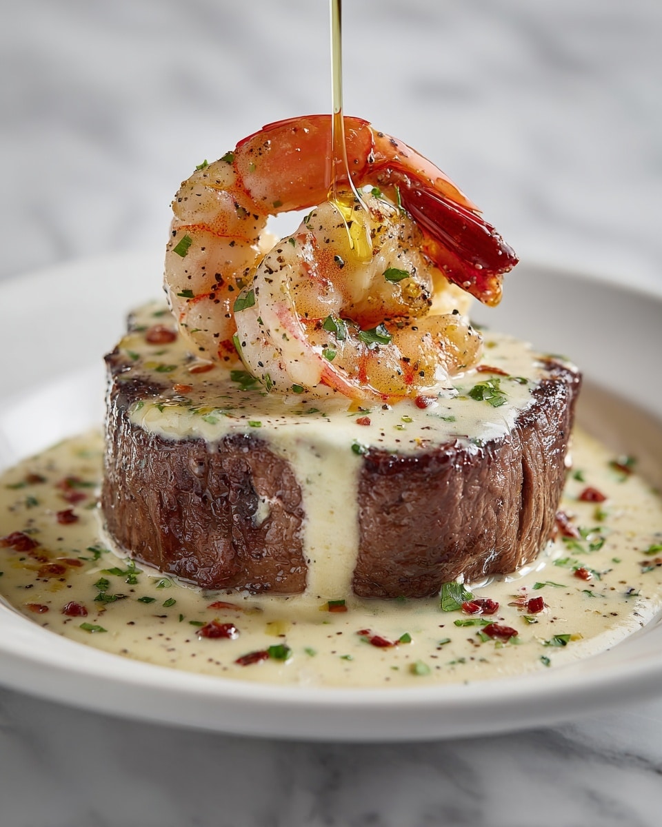 Filet Mignon with Shrimp and Lobster Cream Sauce Recipe - Recipe Image