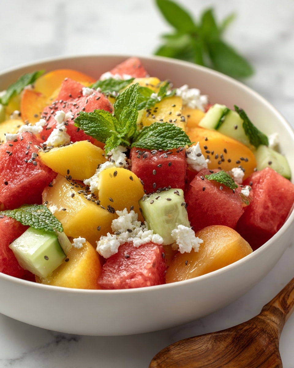 Summer Peach Watermelon Salad Recipe - Recipe Image