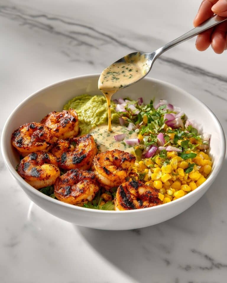 Yummy Grilled Shrimp Bowl with Avocado Corn Salsa and Creamy Sauce Recipe