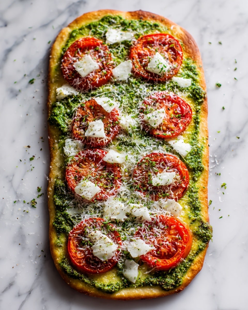 Pesto Caprese Puff Pastry Pizza Recipe - Recipe Image