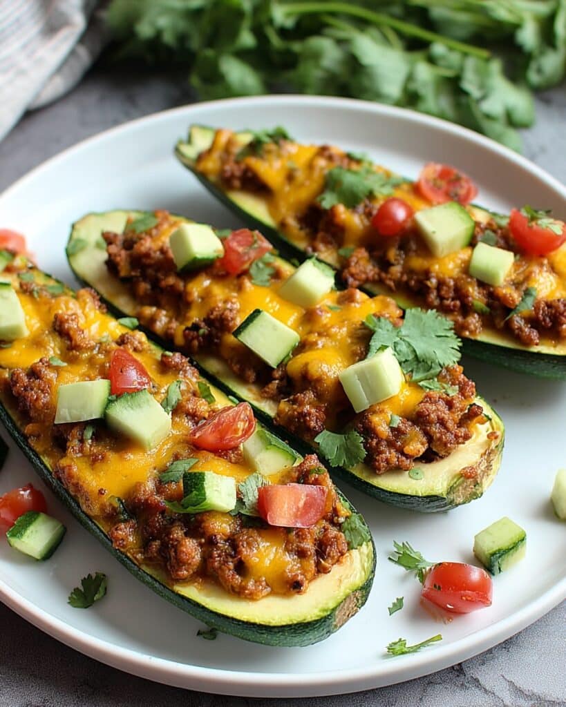 Ground Turkey Taco Stuffed Zucchini Boats Recipe