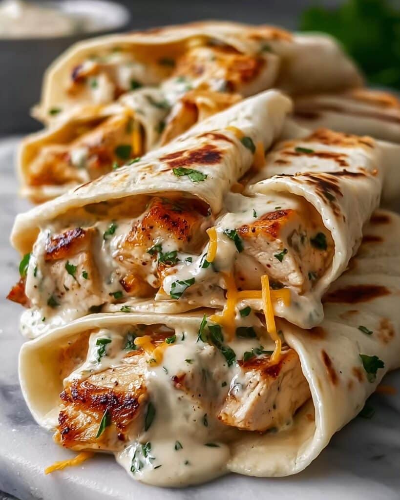 Cheesy Garlic Chicken Wraps Recipe