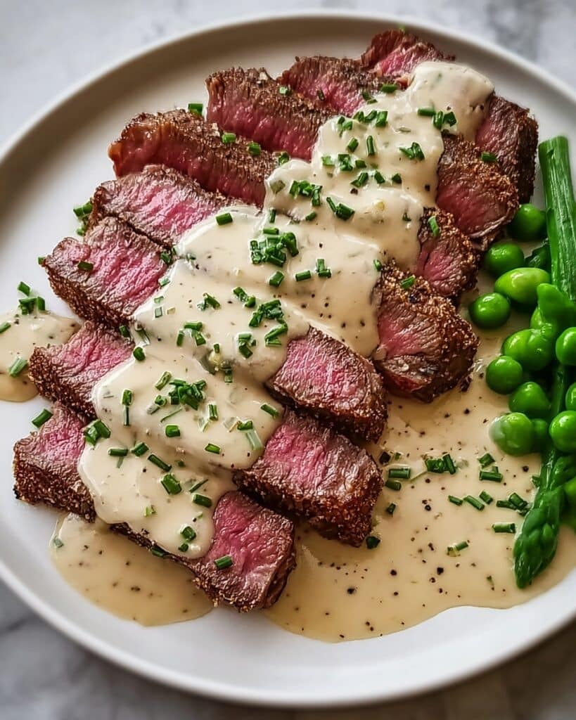Juicy Steak with Creamy Garlic Sauce Recipe