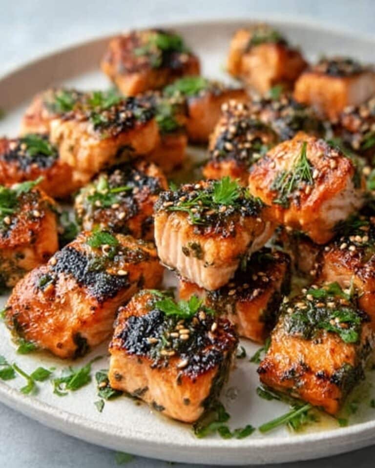 Pan-Seared Salmon Bites with Garlic, Lemon, and Spiced Crispy Skin Recipe
