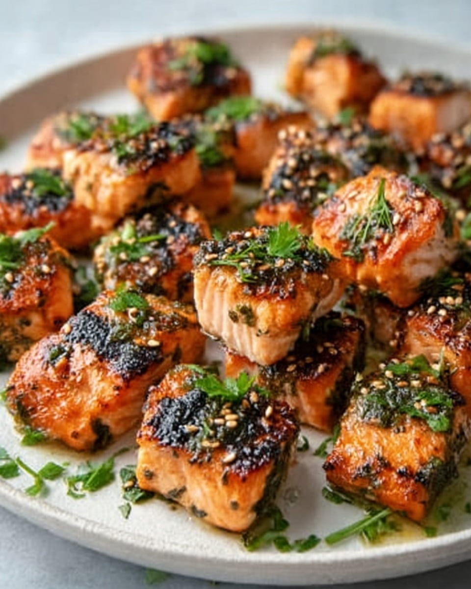 Pan-Seared Salmon Bites with Garlic, Lemon, and Spiced Crispy Skin Recipe - Recipe Image