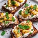 Grilled Pineapple Crostini with Burrata & Spicy Honey Recipe