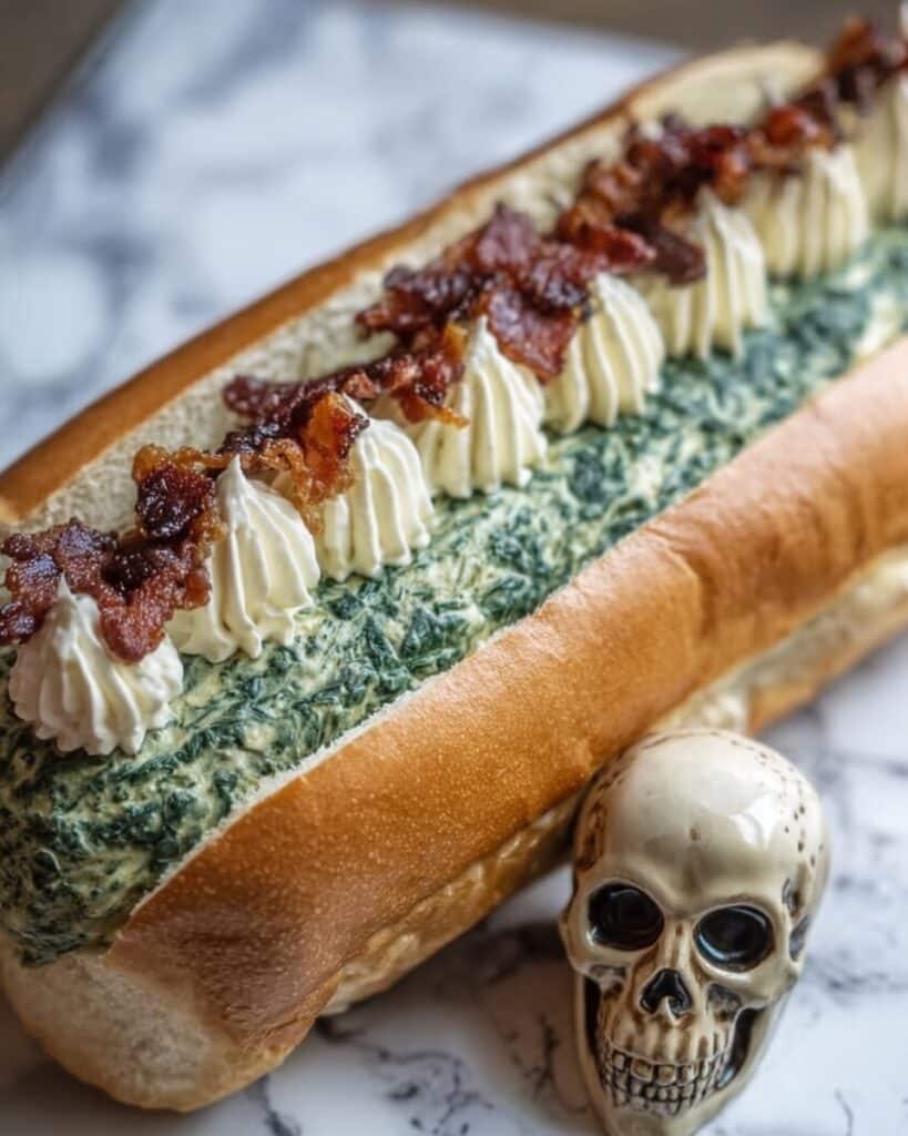 Halloween Lipton Spinach Dip in a Coffin Bread Bowl Recipe