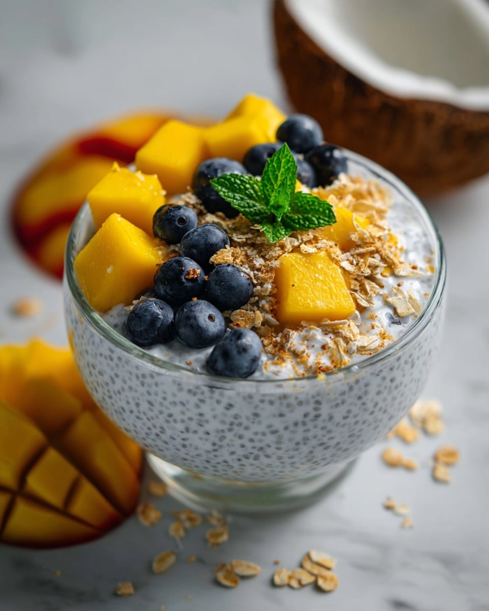 Coconut Chia Seed Pudding with Tropical Fruit Recipe - Recipe Image