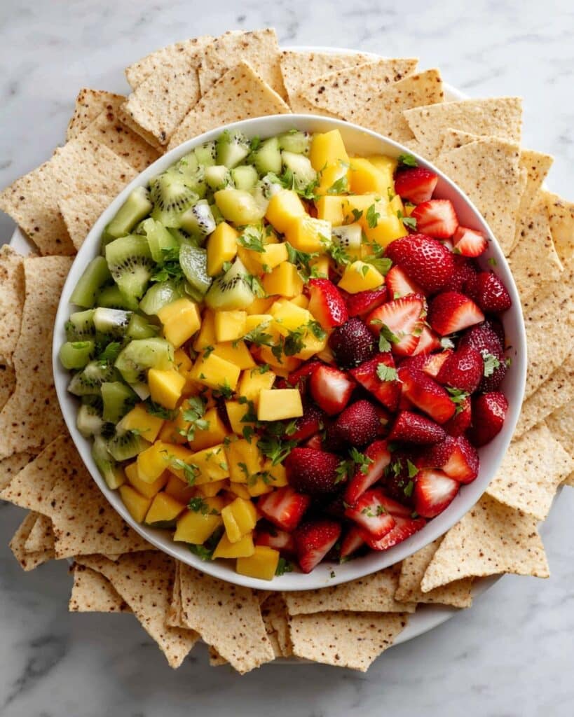 Strawberry Mango Salsa with Cinnamon-Sugar Tortilla Chips Recipe