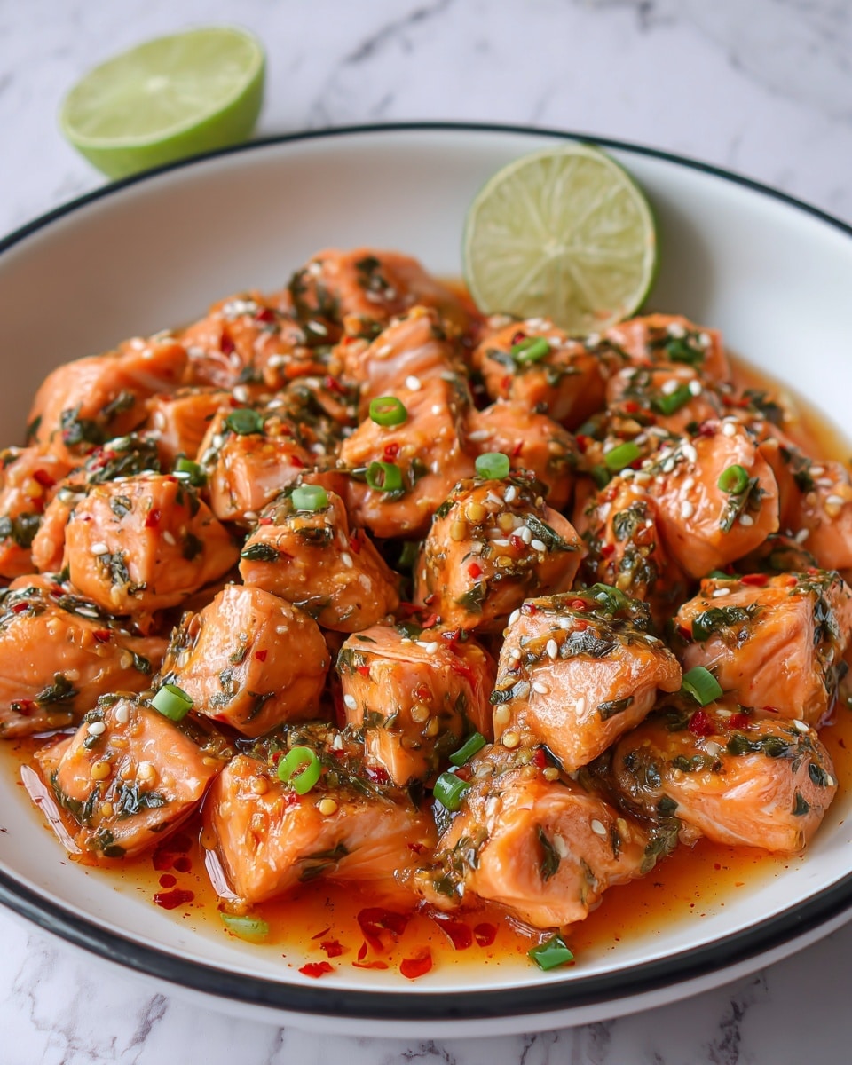 Bang Bang Salmon Bites with Spicy Sweet Chili Sauce Recipe - Recipe Image