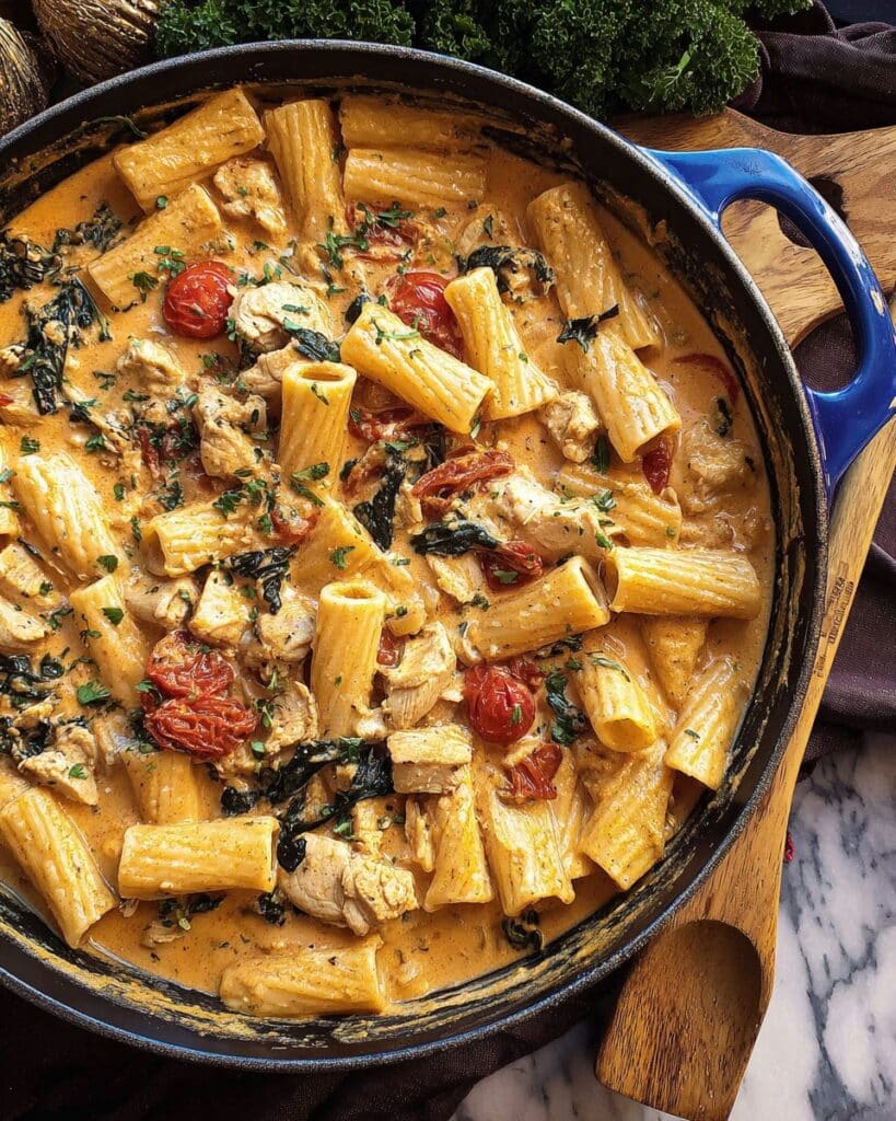 Creamy Tuscan Chicken Pasta with Sun-Dried Tomatoes and Spinach Recipe