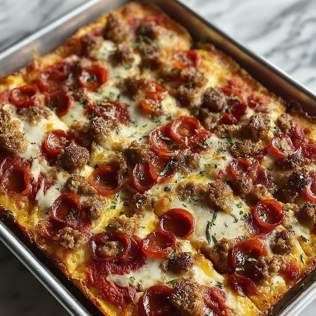 Meat Lovers Pizza Casserole Recipe - Recipe Image