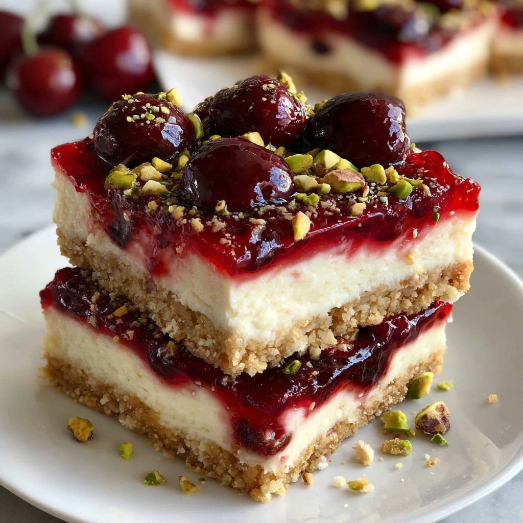 Cherry Pistachio Cheesecake Bars Recipe - Recipe Image