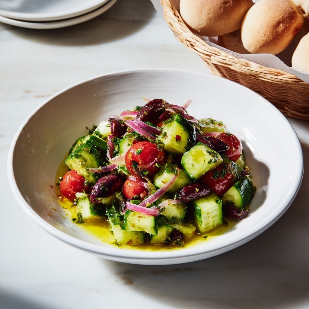 Marinated Cucumber Onion and Tomato Salad Recipe - Recipe Image