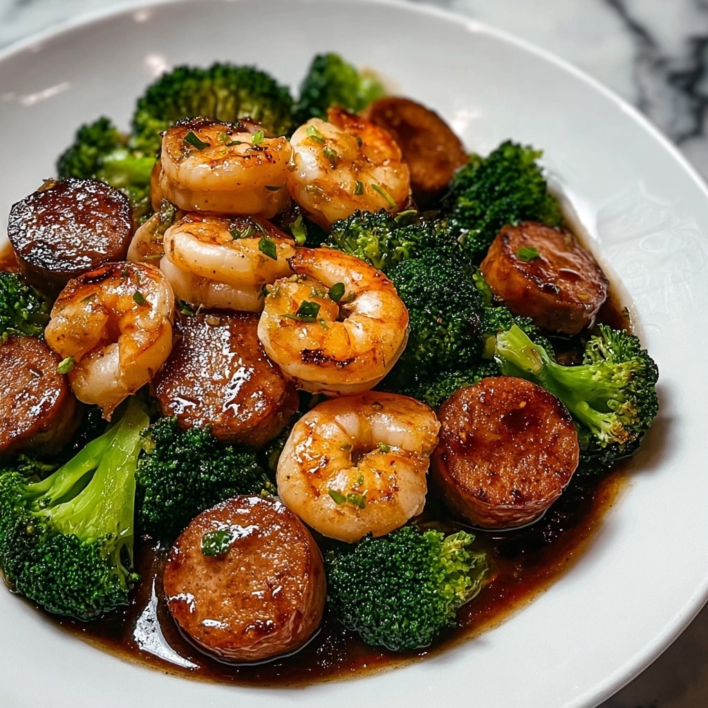 Honey Garlic Shrimp, Sausage & Broccoli Stir-Fry Recipe - Recipe Image
