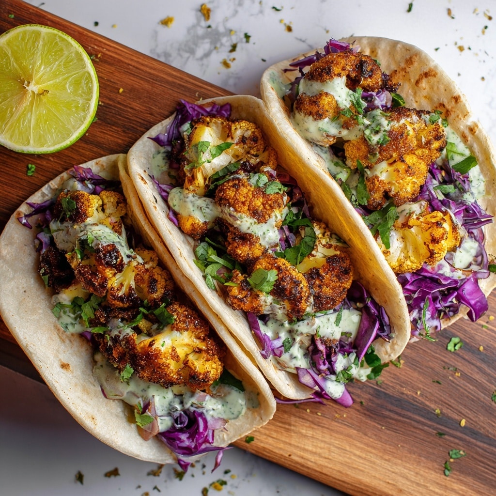 Cauliflower Tacos with Cilantro Lime Crema Recipe - Recipe Image