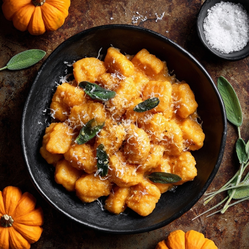 Pumpkin Sage Gnocchi with Brown Butter Sauce and Crispy Sage Recipe - Recipe Image
