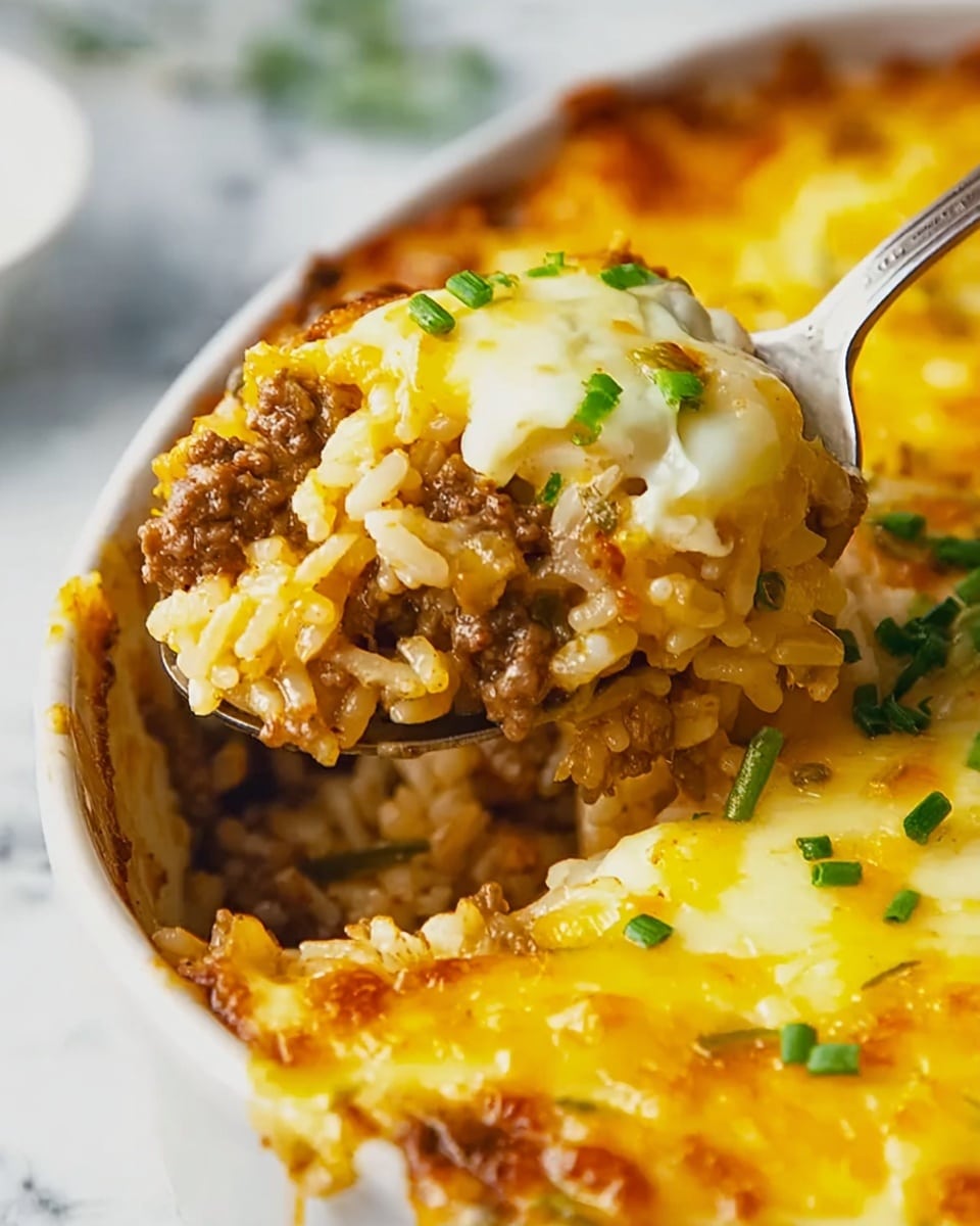 Cheesy Ground Beef and Rice Casserole Recipe