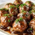 Savory Beef Meatballs in Mushroom Sauce Recipe