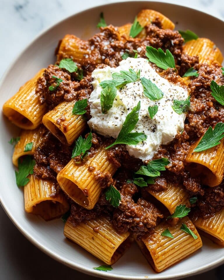 Grandma’s Meat Sauce Pasta with Burrata Recipe