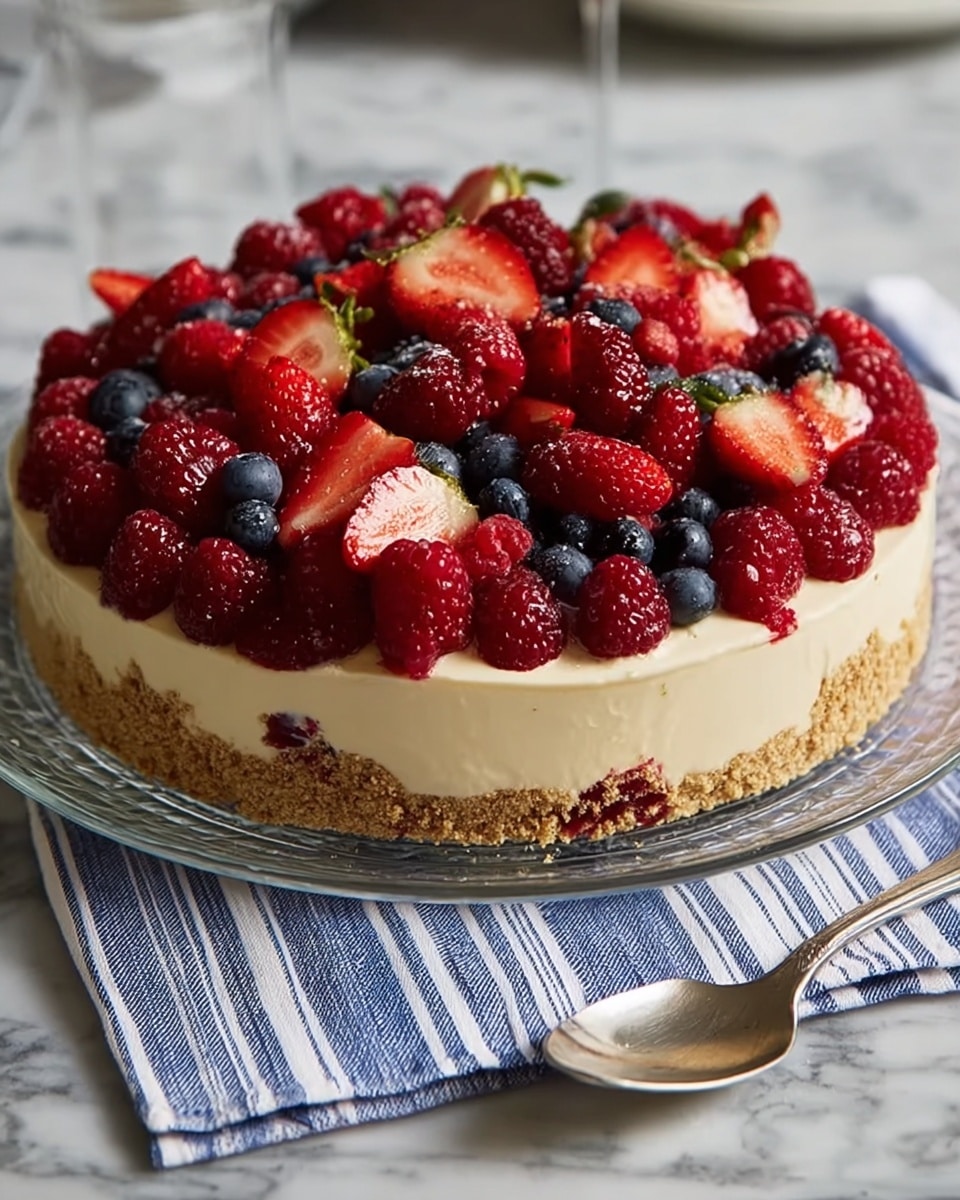 No-Bake Cheesecake Flag Cake Recipe