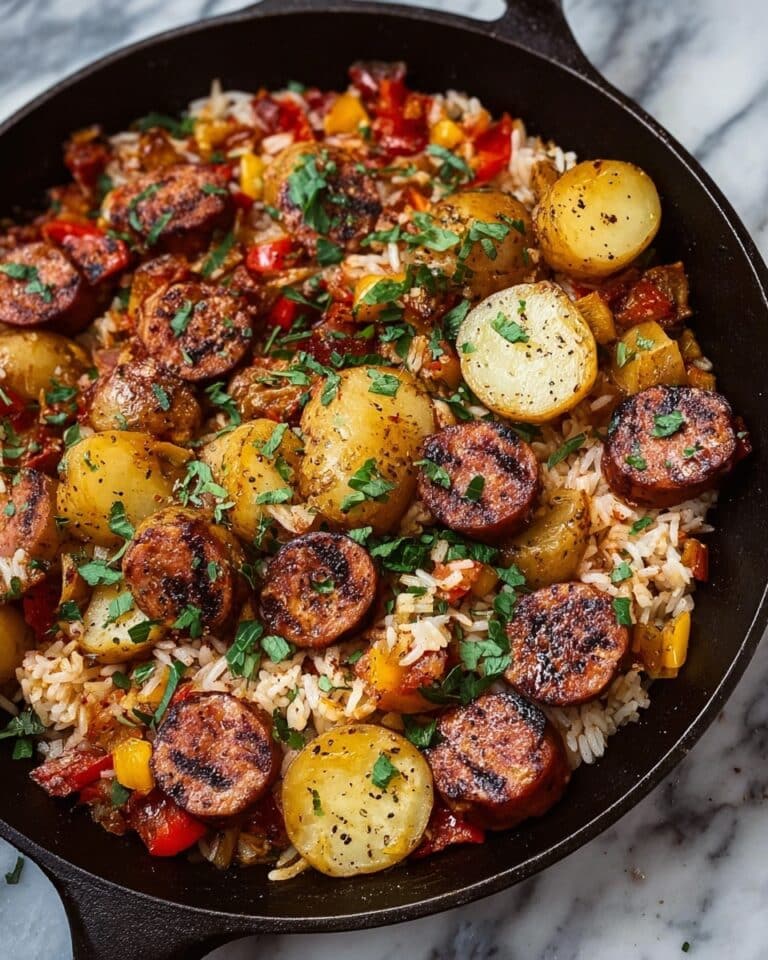Summer Sausage Skillet with Andouille and Fresh Herb Crema Recipe