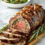 Baked Stuffed Flank Steak with Spinach, Sun-Dried Tomatoes, and Mozzarella Recipe