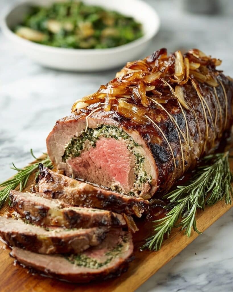 Baked Stuffed Flank Steak with Spinach, Sun-Dried Tomatoes, and Mozzarella Recipe
