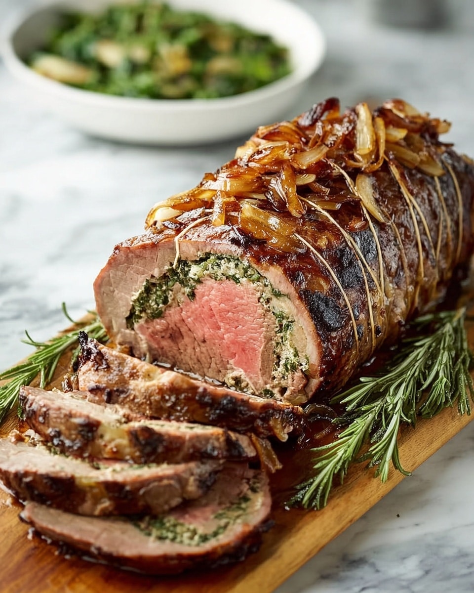 Baked Stuffed Flank Steak with Spinach, Sun-Dried Tomatoes, and Mozzarella Recipe