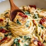 Tuscan Chicken and Spaghetti Squash Skillet with Sun-Dried Tomatoes and Spinach Recipe