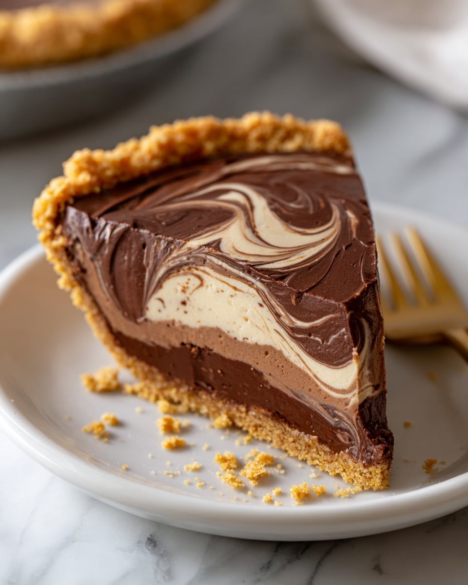 No-Bake Chocolate Peanut Butter Swirl Pie Recipe - Recipe Image