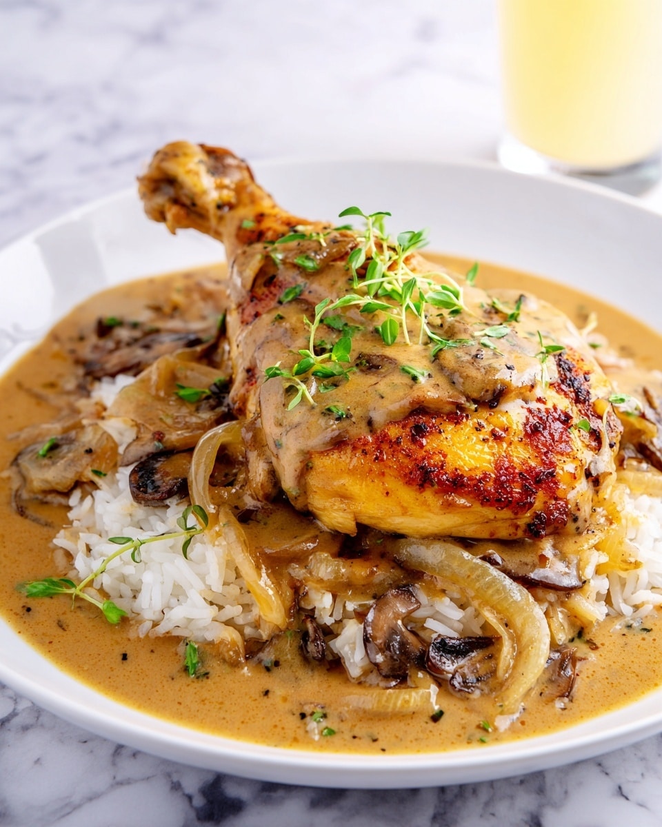Smothered Chicken and Rice Recipe - Recipe Image
