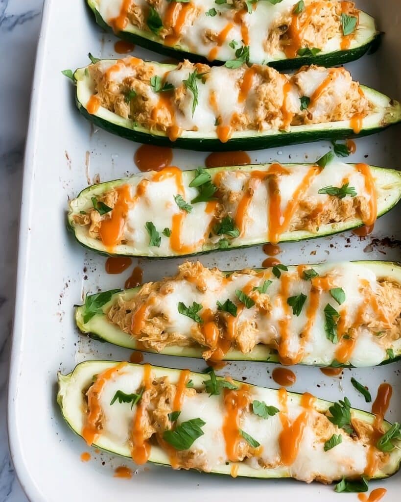 Buffalo Chicken Zucchini Boats Recipe
