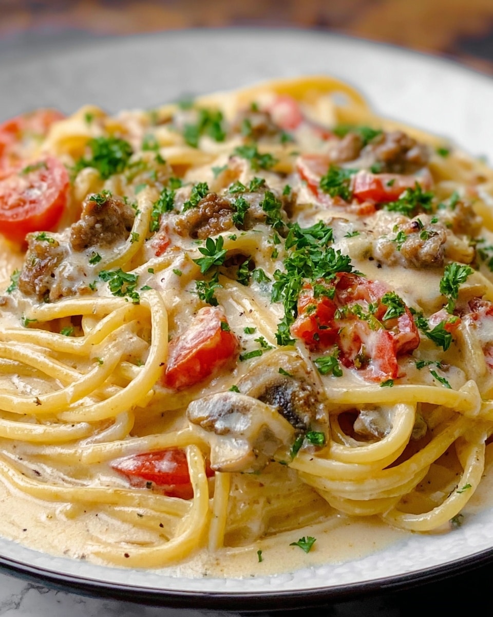 Creamy Italian Ground Beef Spaghetti Recipe