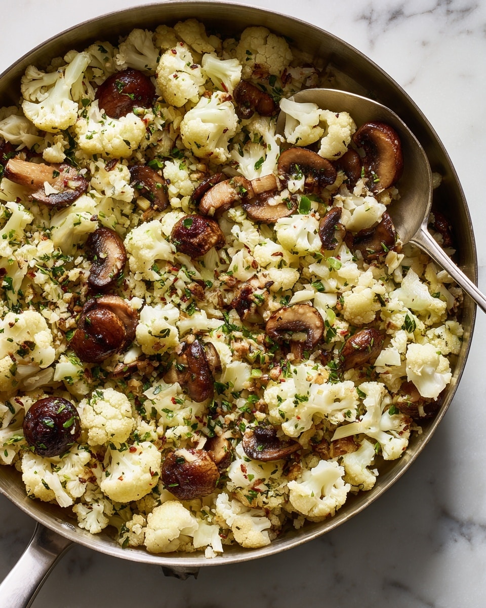 Garlic Mushrooms Cauliflower Skillet Recipe - Recipe Image