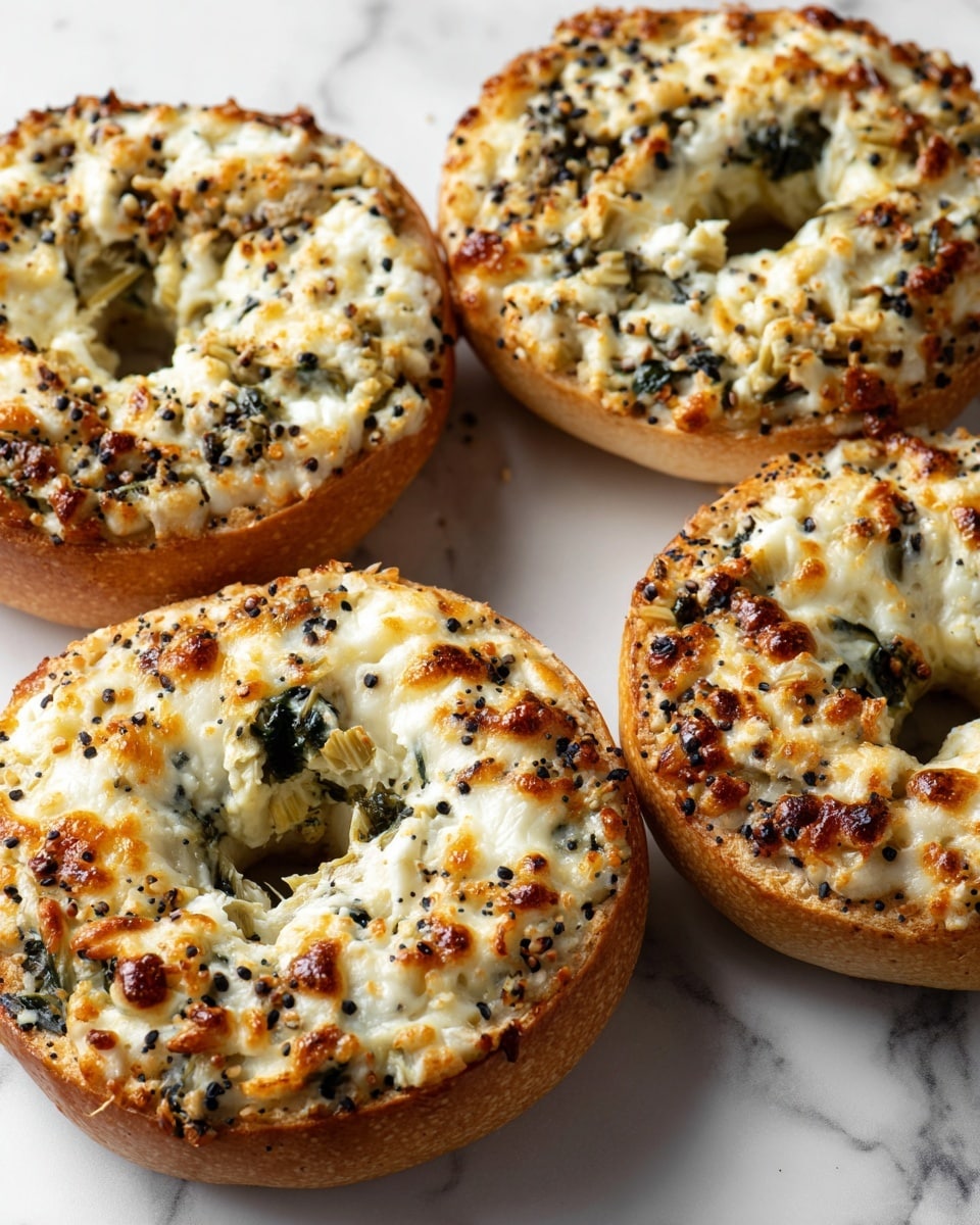 Cheesy Spinach-Artichoke Bagels Recipe - Recipe Image