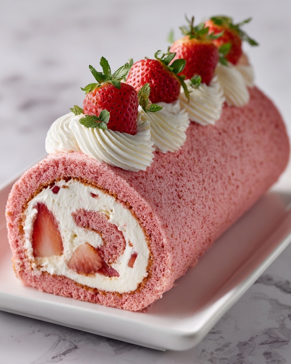 Easy Strawberry Cake Roll Recipe - Recipe Image