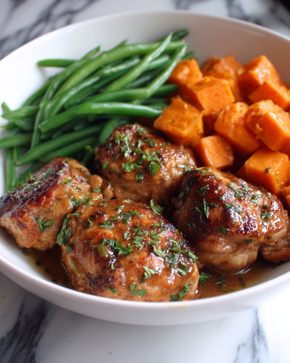 Honey Garlic Chicken with Sweet Potatoes and Green Beans Recipe 6 Honey Garlic Chicken with Sweet Potatoes and Green Beans Recipe - Recipe Image