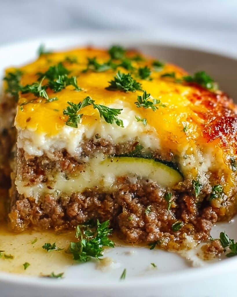 Cheesy Beef & Zucchini Casserole Recipe
