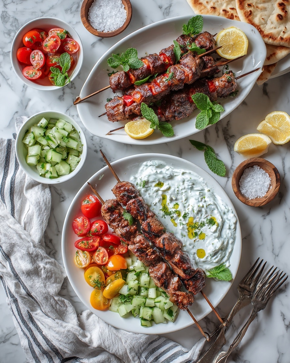 Greek Lamb Souvlaki and Easy Homemade Pita Recipe - Recipe Image
