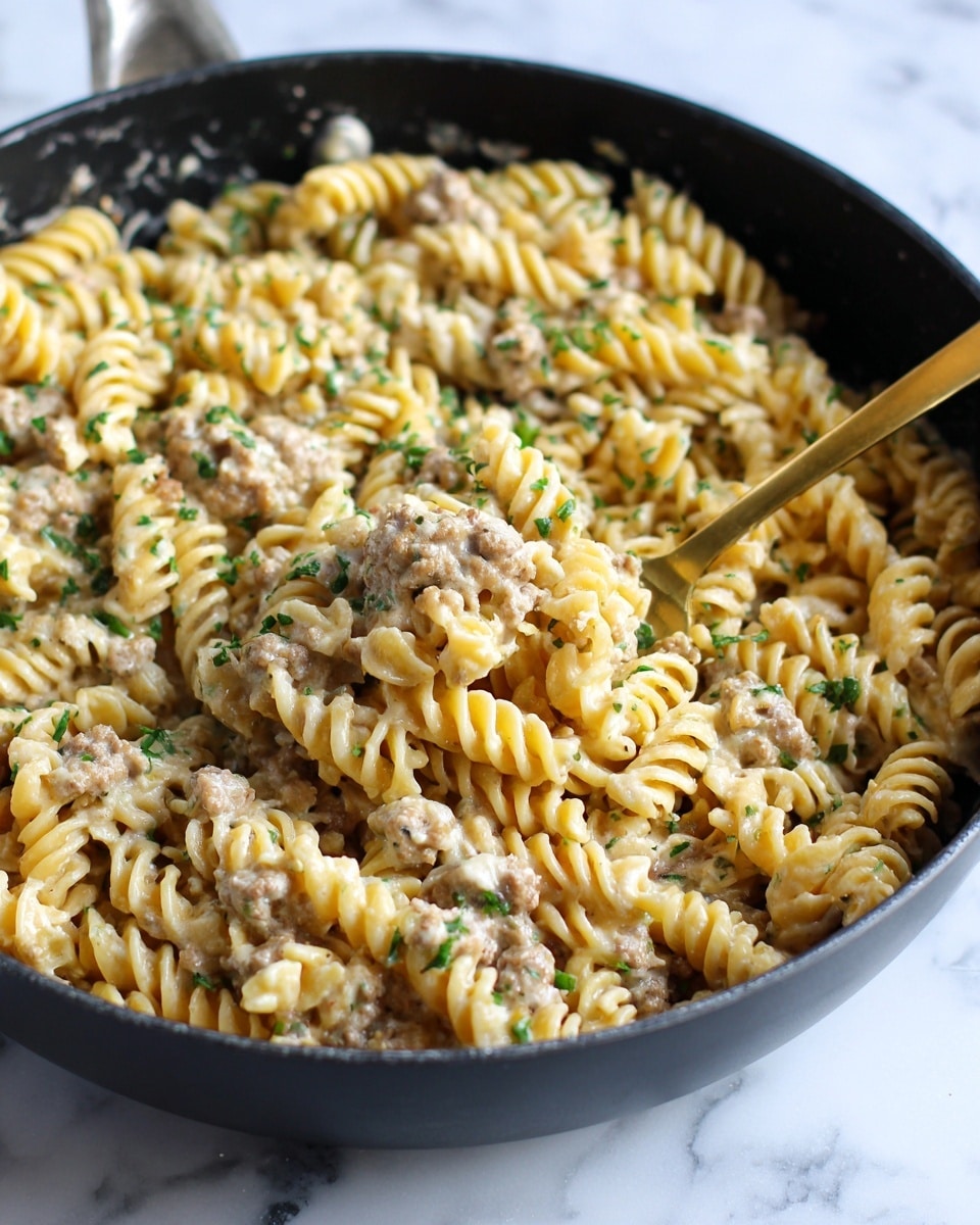Stovetop Creamy Ground Beef Pasta Recipe - Recipe Image