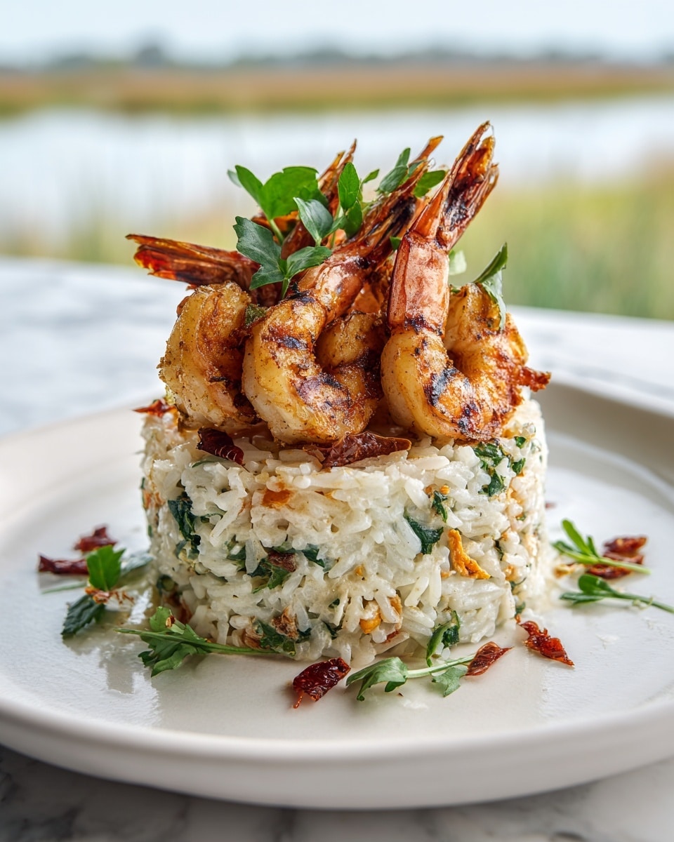 Garlic Butter Shrimp and Rice Stack Recipe - Recipe Image