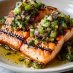 Miso Butter Salmon with Sizzled Scallion Salsa Verde Recipe