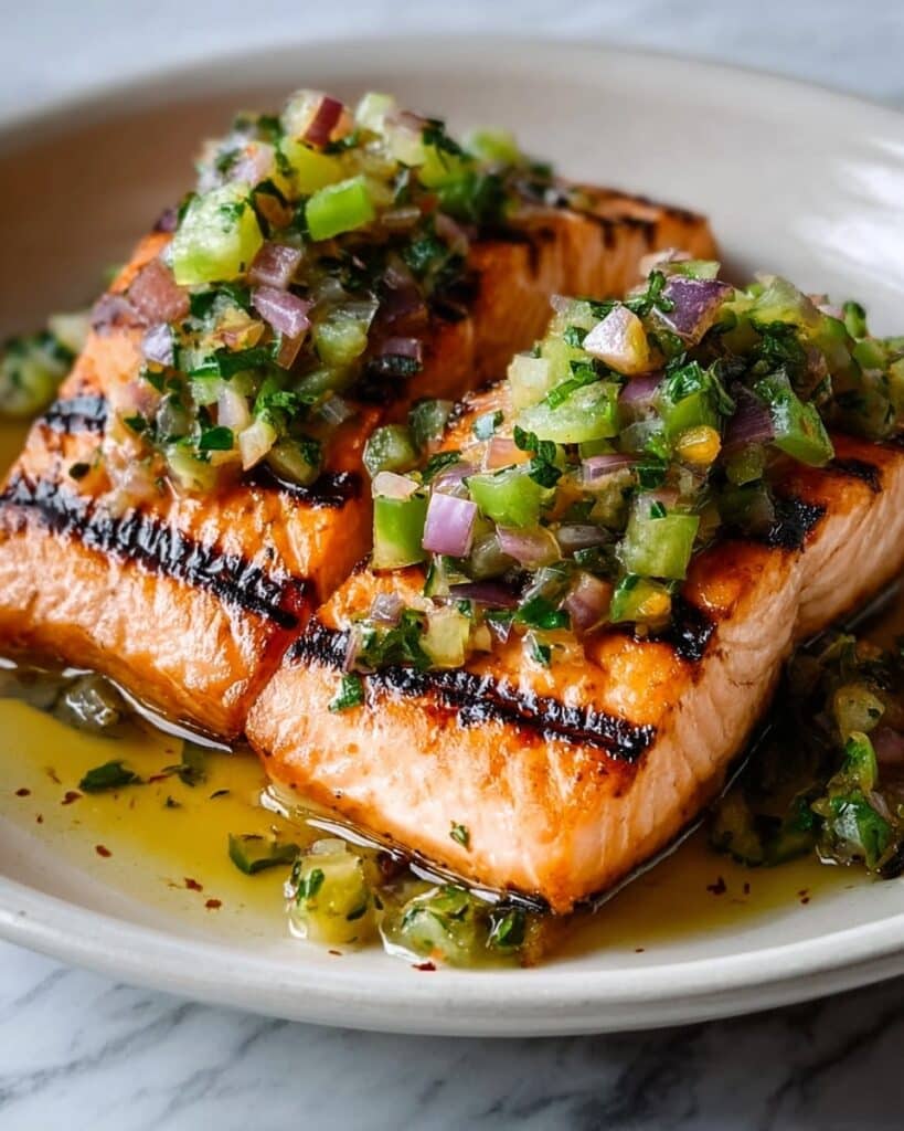 Miso Butter Salmon with Sizzled Scallion Salsa Verde Recipe