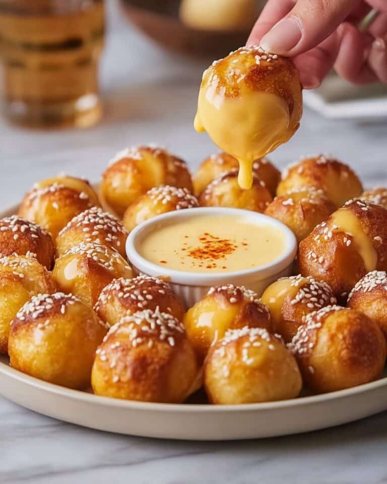Pretzel Bites with Cheddar Cheese Sauce Recipe