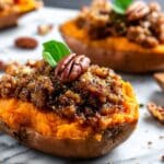 Twice Baked Sweet Potatoes with Pecan Streusel Recipe